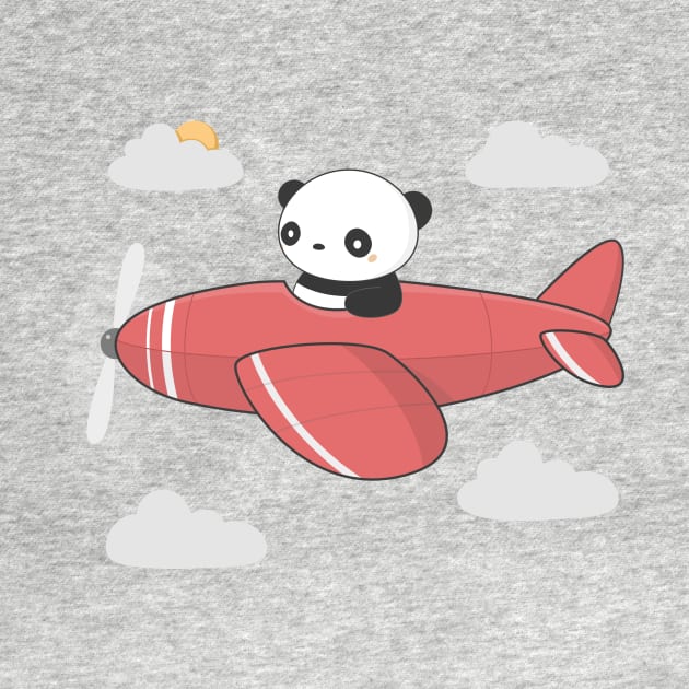 Kawaii Cute Panda Flying by wordsberry